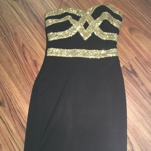 Strapless Gold Detail Dress